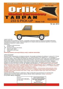 Samochód Tarpan 233S PICK-UP, Orlik 02/2008