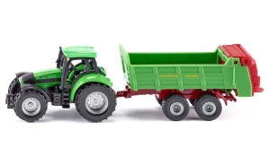 Traktor z przyczepą z rozrzutnikiem obornika, Siku 1673