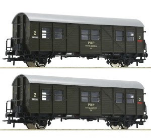 Zestaw 2 wagonów pomocniczych pasażerskich typu Bti, PKP, Roco 6200195