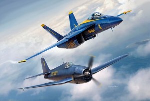Boeing F/A-18 E Super Hornet & Grumman F6F-5 Hellcat - Blue Angels 80 Years, zestaw podarunkowy Revell 05613