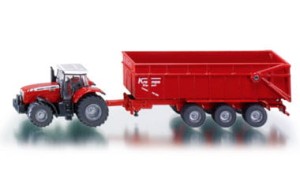 Traktor Massey Ferguson z przyczepą, Siku 1844
