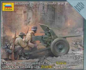 WWII German AT Gun Pak-36 AT Gun with Crew, Zvezda 6114